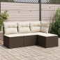 vidaXL 4-tlg. Garten-Sofagarnitur mit Kissen Braun Poly Rattan vidaXL 4-tlg. Garten-Sofagarnitur mit Kissen Braun Poly Rattan