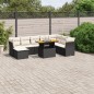 vidaXL 9-tlg. Garten-Sofagarnitur mit Kissen Schwarz Poly Rattan vidaXL 9-tlg. Garten-Sofagarnitur mit Kissen Schwarz Poly Rattan