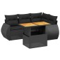 vidaXL 5-tlg. Garten-Sofagarnitur mit Kissen Schwarz Poly Rattan vidaXL 5-tlg. Garten-Sofagarnitur mit Kissen Schwarz Poly Rattan
