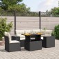 vidaXL 6-tlg. Garten-Sofagarnitur mit Kissen Schwarz Poly Rattan vidaXL 6-tlg. Garten-Sofagarnitur mit Kissen Schwarz Poly Rattan
