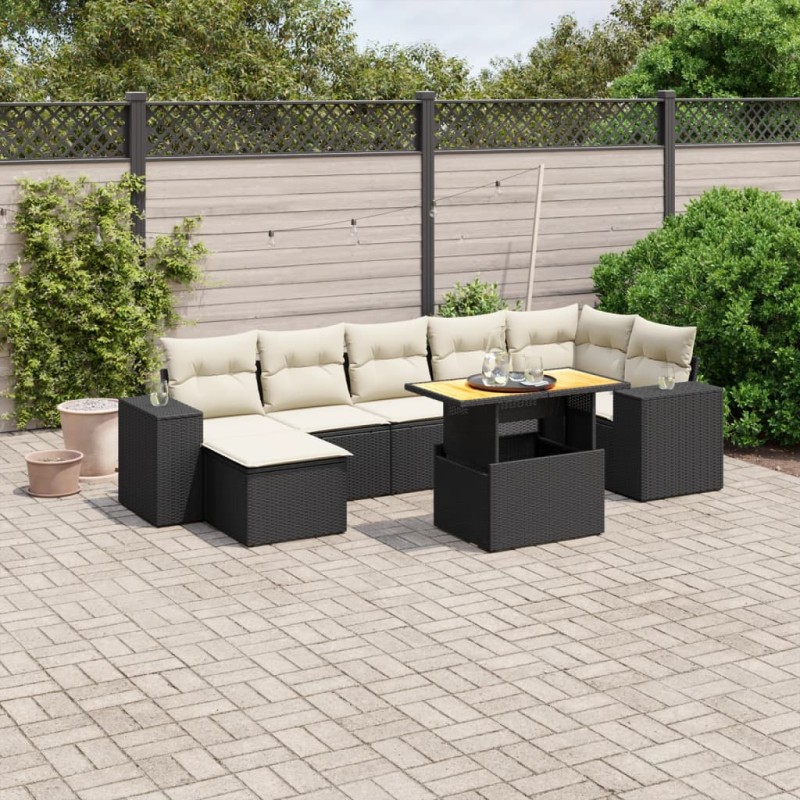 vidaXL 8-tlg. Garten-Sofagarnitur mit Kissen Schwarz Poly Rattan vidaXL 8-tlg. Garten-Sofagarnitur mit Kissen Schwarz Poly Rattan