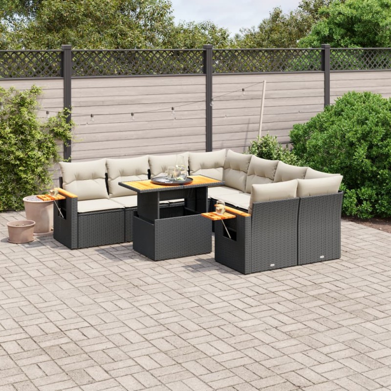 vidaXL 8-tlg. Garten-Sofagarnitur mit Kissen Schwarz Poly Rattan vidaXL 8-tlg. Garten-Sofagarnitur mit Kissen Schwarz Poly Rattan