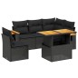 vidaXL 6-tlg. Garten-Sofagarnitur mit Kissen Schwarz Poly Rattan vidaXL 6-tlg. Garten-Sofagarnitur mit Kissen Schwarz Poly Rattan
