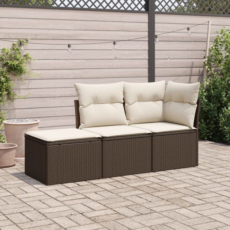 vidaXL 3-tlg. Garten-Sofagarnitur mit Kissen Braun Poly Rattan vidaXL 3-tlg. Garten-Sofagarnitur mit Kissen Braun Poly Rattan