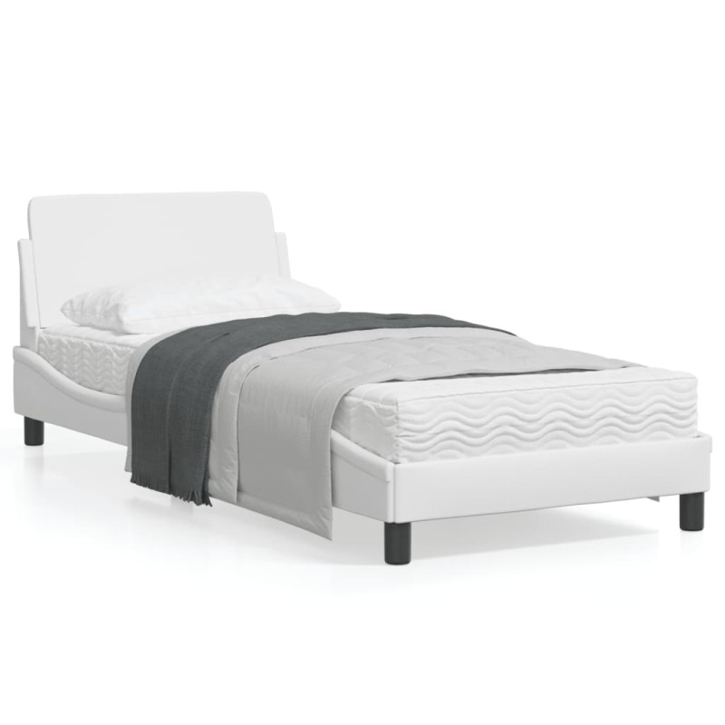 vidaXL Bettgestell mit Kopfteil Weiß 90x190 cm Kunstleder vidaXL Bettgestell mit Kopfteil Weiß 90x190 cm Kunstleder