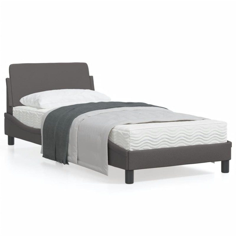 vidaXL Bettgestell mit Kopfteil Grau 90x190 cm Kunstleder vidaXL Bettgestell mit Kopfteil Grau 90x190 cm Kunstleder