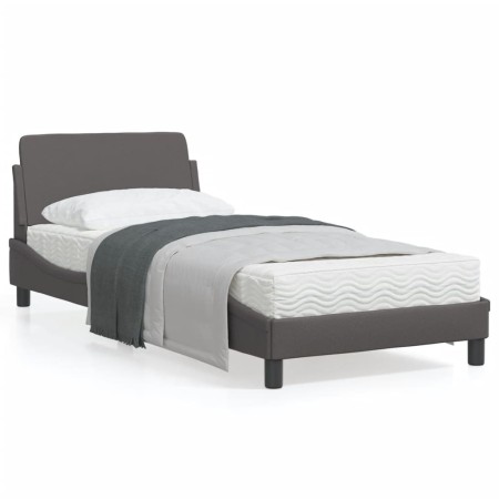 vidaXL Bettgestell mit Kopfteil Grau 90x190 cm Kunstleder