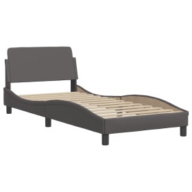 vidaXL Bettgestell mit Kopfteil Grau 90x190 cm Kunstleder