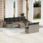 vidaXL 10-tlg. Garten-Sofagarnitur mit Kissen Grau Poly Rattan vidaXL 10-tlg. Garten-Sofagarnitur mit Kissen Grau Poly Rattan