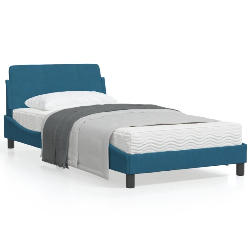 vidaXL Bettgestell mit Kopfteil Blau 100x200 cm Samt vidaXL Bettgestell mit Kopfteil Blau 100x200 cm Samt