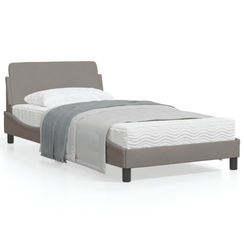 vidaXL Bettgestell mit Kopfteil Taupe 100x200 cm Stoff vidaXL Bettgestell mit Kopfteil Taupe 100x200 cm Stoff