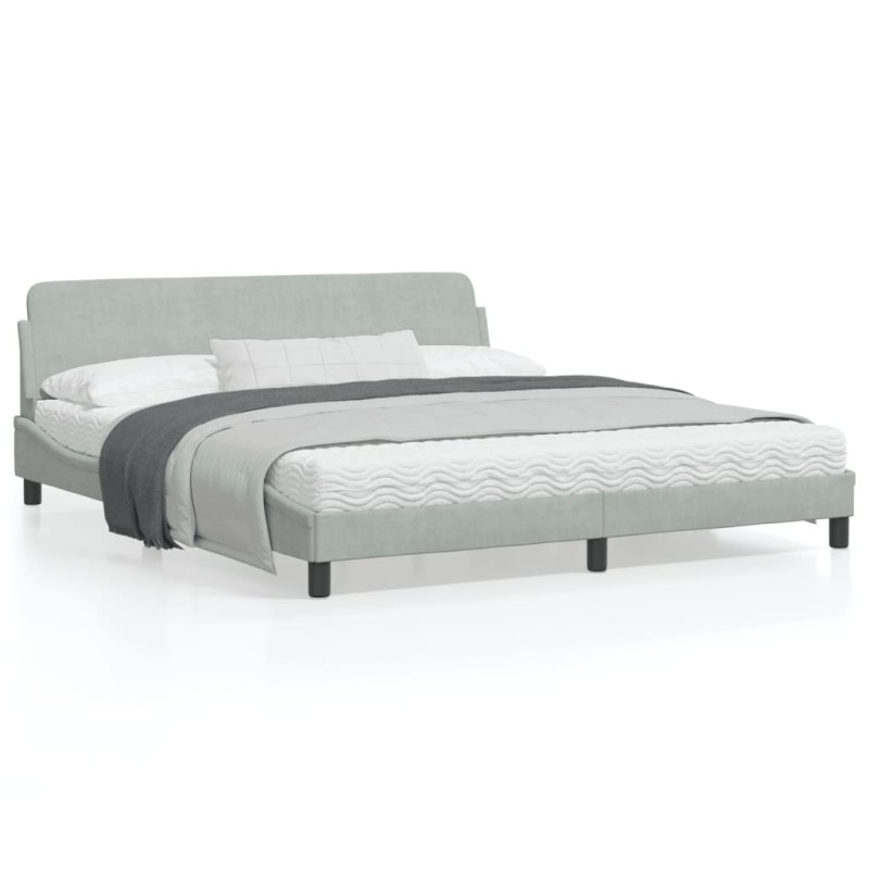 vidaXL Bettgestell mit Kopfteil Hellgrau 180x200 cm Samt vidaXL Bettgestell mit Kopfteil Hellgrau 180x200 cm Samt