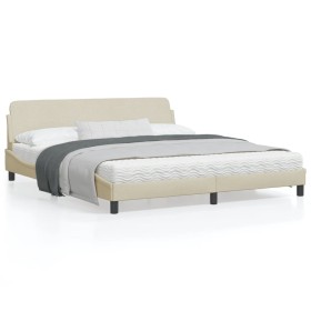 vidaXL Bettgestell mit Kopfteil Creme 180x200 cm Stoff