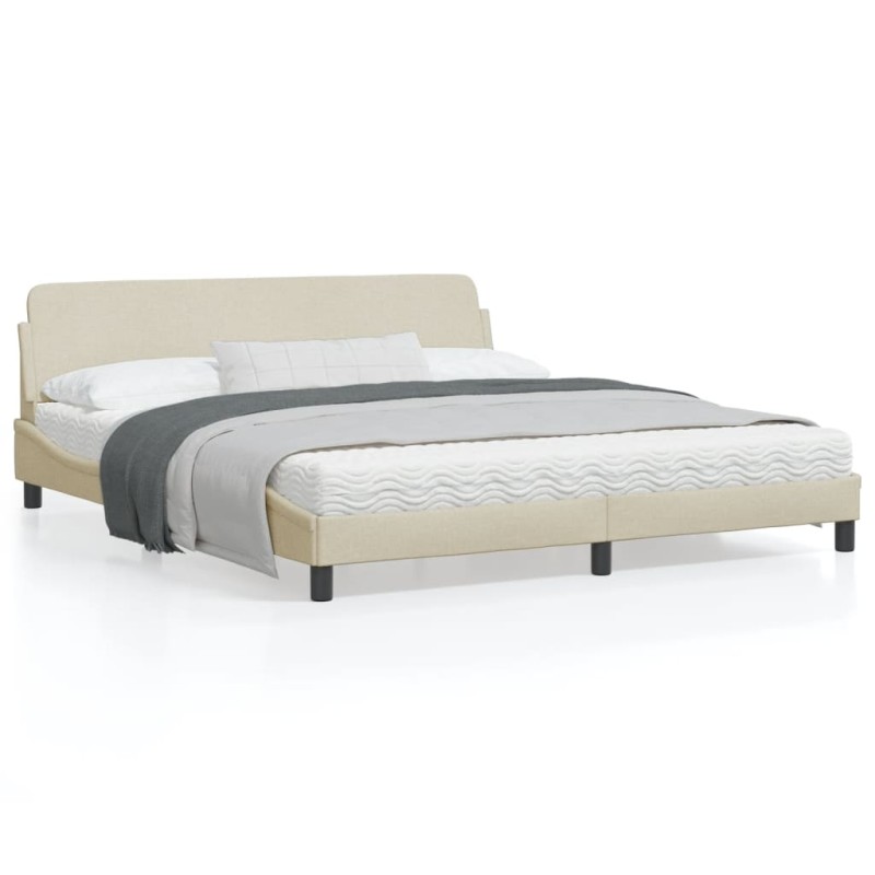 vidaXL Bettgestell mit Kopfteil Creme 180x200 cm Stoff vidaXL Bettgestell mit Kopfteil Creme 180x200 cm Stoff