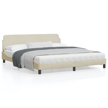 vidaXL Bettgestell mit Kopfteil Creme 180x200 cm Stoff