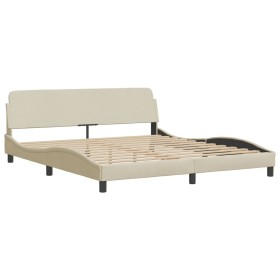 vidaXL Bettgestell mit Kopfteil Creme 180x200 cm Stoff