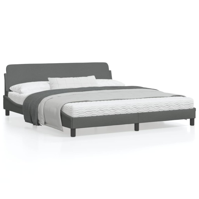 vidaXL Bettgestell mit Kopfteil Dunkelgrau 180x200 cm Stoff vidaXL Bettgestell mit Kopfteil Dunkelgrau 180x200 cm Stoff