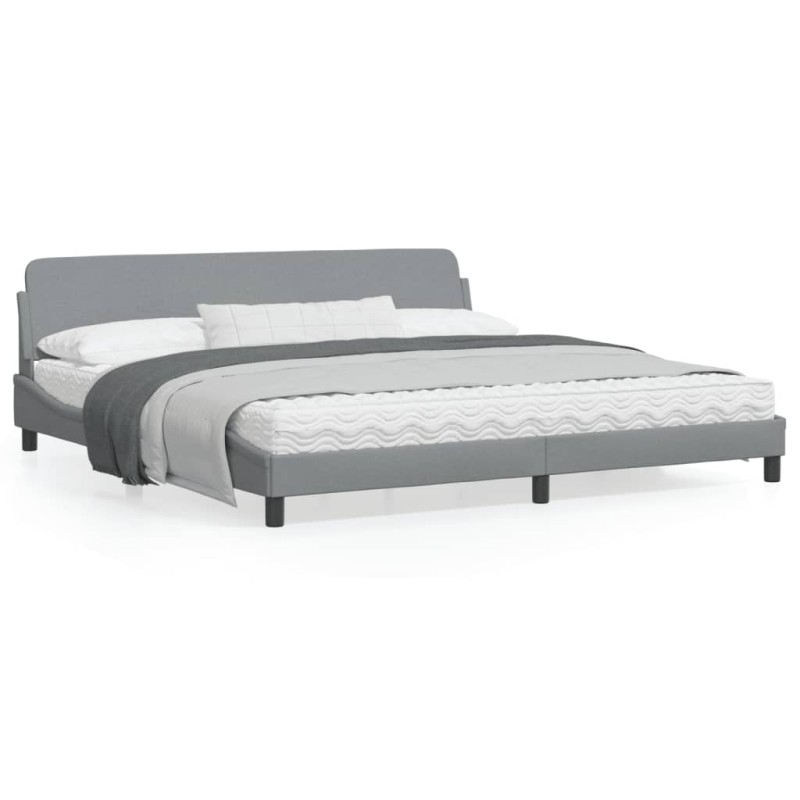 vidaXL Bettgestell mit Kopfteil Hellgrau 200x200 cm Stoff vidaXL Bettgestell mit Kopfteil Hellgrau 200x200 cm Stoff