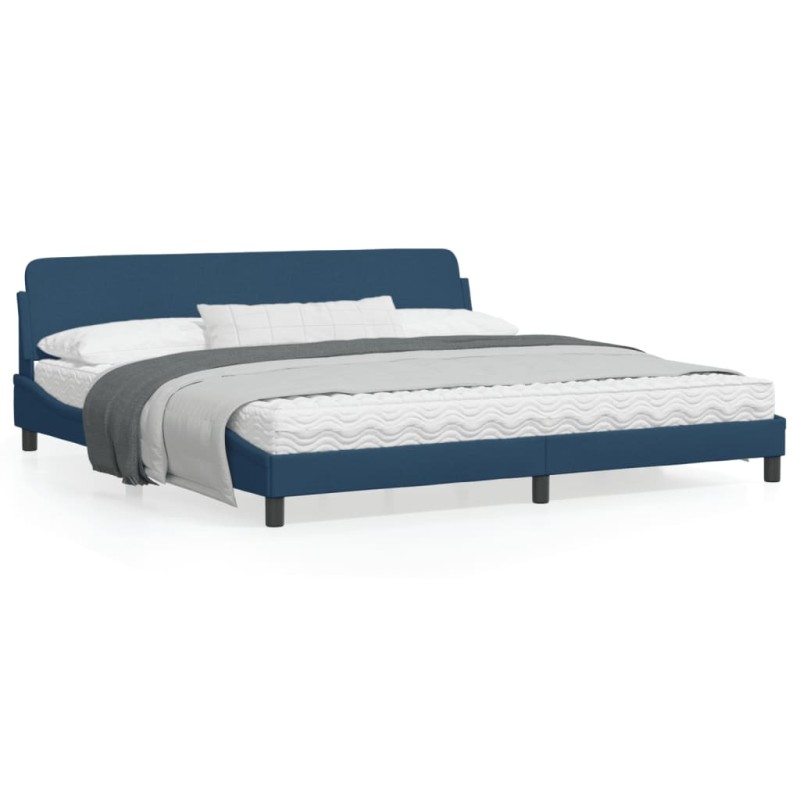 vidaXL Bettgestell mit Kopfteil Blau 200x200 cm Stoff vidaXL Bettgestell mit Kopfteil Blau 200x200 cm Stoff