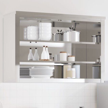 vidaXL Küchen-Wandschrank mit Ablagen Edelstahl