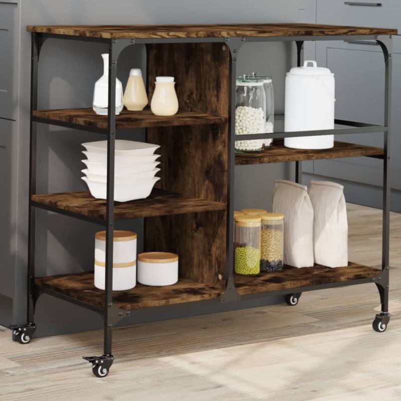 vidaXL Küchenwagen Räuchereiche 100x45x89,5 cm Holzwerkstoff vidaXL Küchenwagen Räuchereiche 100x45x89,5 cm Holzwerkstoff