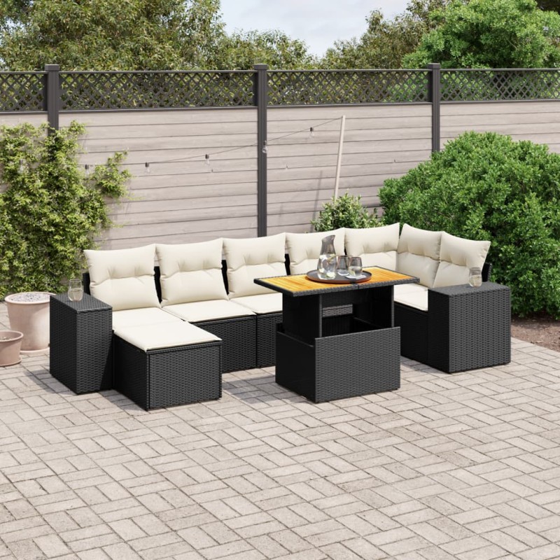 vidaXL 8-tlg. Garten-Sofagarnitur mit Kissen Schwarz Poly Rattan vidaXL 8-tlg. Garten-Sofagarnitur mit Kissen Schwarz Poly Rattan