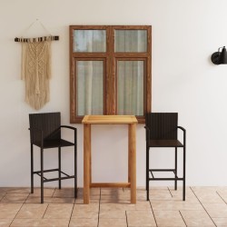 3-tlg. Gartenbar-Set Braun