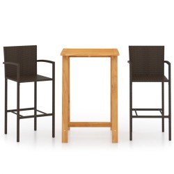 3-tlg. Gartenbar-Set Braun