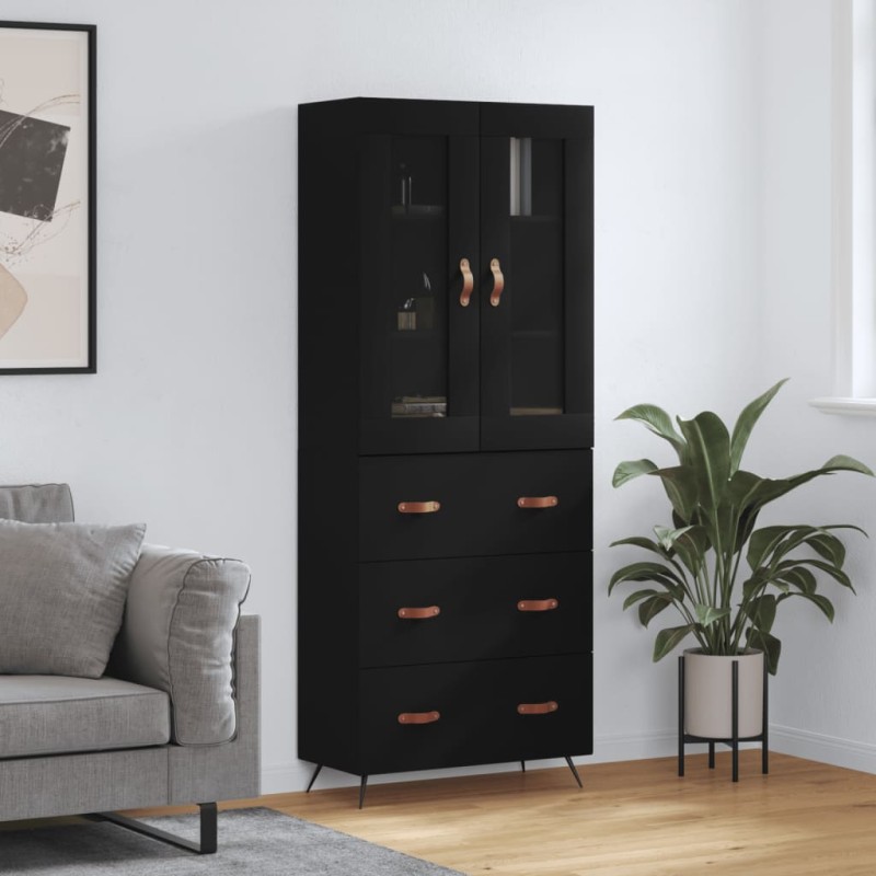 Highboard Schwarz 69,5x34x180 cm Holzwerkstoff Highboard Schwarz 69,5x34x180 cm Holzwerkstoff