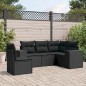 vidaXL 5-tlg. Garten-Sofagarnitur mit Kissen Schwarz Poly Rattan vidaXL 5-tlg. Garten-Sofagarnitur mit Kissen Schwarz Poly Rattan