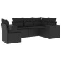 vidaXL 5-tlg. Garten-Sofagarnitur mit Kissen Schwarz Poly Rattan vidaXL 5-tlg. Garten-Sofagarnitur mit Kissen Schwarz Poly Rattan