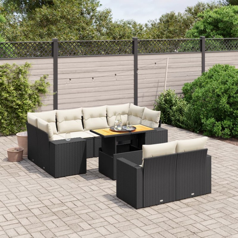 vidaXL 11-tlg. Garten-Sofagarnitur mit Kissen Schwarz Poly Rattan vidaXL 11-tlg. Garten-Sofagarnitur mit Kissen Schwarz Poly Rattan