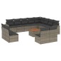 vidaXL 13-tlg. Garten-Sofagarnitur mit Kissen Grau Poly Rattan vidaXL 13-tlg. Garten-Sofagarnitur mit Kissen Grau Poly Rattan