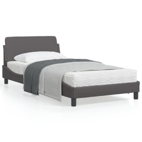 vidaXL Bettgestell mit Kopfteil Grau 100x200 cm Kunstleder