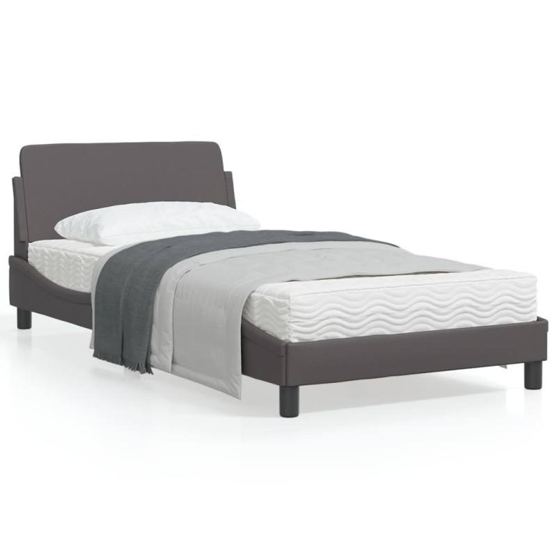vidaXL Bettgestell mit Kopfteil Grau 100x200 cm Kunstleder vidaXL Bettgestell mit Kopfteil Grau 100x200 cm Kunstleder