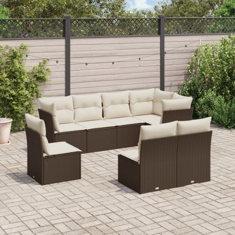 vidaXL 8-tlg. Garten-Sofagarnitur mit Kissen Braun Poly Rattan vidaXL 8-tlg. Garten-Sofagarnitur mit Kissen Braun Poly Rattan