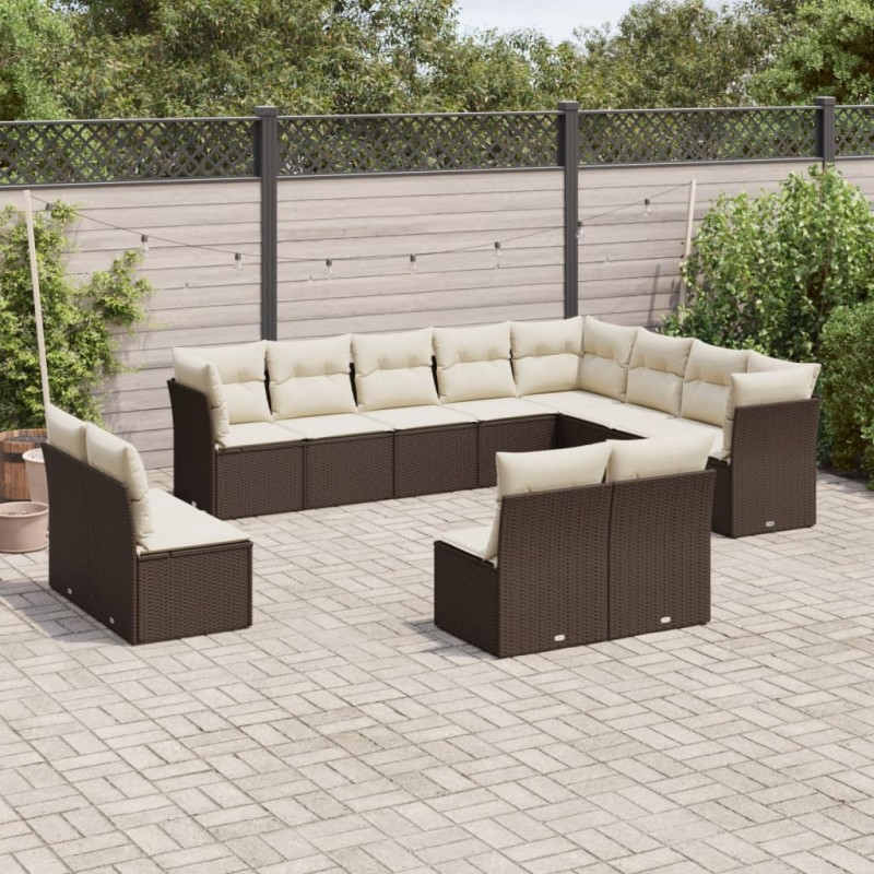 vidaXL 12-tlg. Garten-Sofagarnitur mit Kissen Braun Poly Rattan vidaXL 12-tlg. Garten-Sofagarnitur mit Kissen Braun Poly Rattan