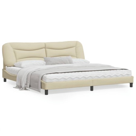 vidaXL Bettgestell mit LED Creme 200x200 cm Stoff