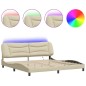 vidaXL Bettgestell mit LED Creme 200x200 cm Stoff vidaXL Bettgestell mit LED Creme 200x200 cm Stoff