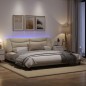 vidaXL Bettgestell mit LED Creme 200x200 cm Stoff vidaXL Bettgestell mit LED Creme 200x200 cm Stoff
