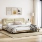vidaXL Bettgestell mit LED Creme 200x200 cm Stoff vidaXL Bettgestell mit LED Creme 200x200 cm Stoff