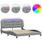 vidaXL Bettgestell mit LED Hellgrau 160x200 cm Stoff vidaXL Bettgestell mit LED Hellgrau 160x200 cm Stoff