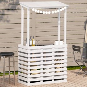 vidaXL Gartenbar mit Dach Weiß 112,5x57x195,5 cm Massivholz Kiefer
