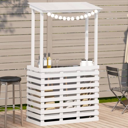 vidaXL Gartenbar mit Dach Weiß 112,5x57x195,5 cm Massivholz Kiefer