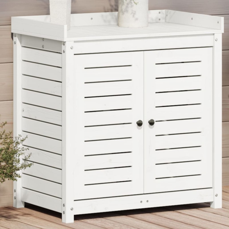 vidaXL Pflanztisch mit Ablagen Weiß 82,5x50x86,5 cm Massivholz Kiefer vidaXL Pflanztisch mit Ablagen Weiß 82,5x50x86,5 cm Massivholz Kiefer