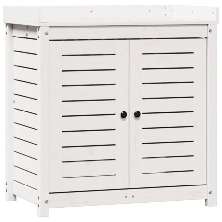 vidaXL Pflanztisch mit Ablagen Weiß 82,5x50x86,5 cm Massivholz Kiefer