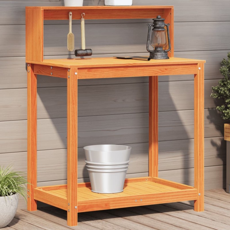 vidaXL Pflanztisch mit Ablagen Braun 82,5x50x109,5cm Massivholz Kiefer