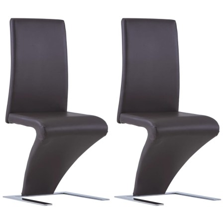 vidaXL Esszimmerstühle in Zick-Zack-Form 2 Stk. Braun Kunstleder 