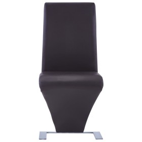 vidaXL Esszimmerstühle in Zick-Zack-Form 2 Stk. Braun Kunstleder 