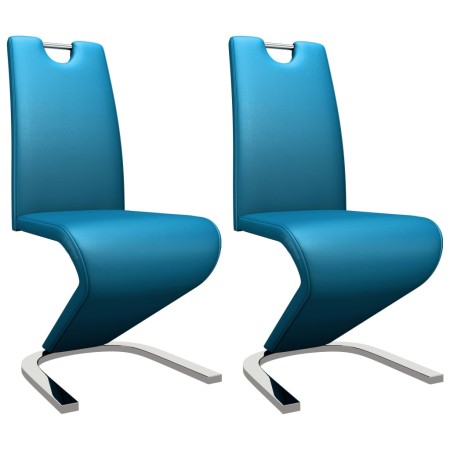 vidaXL Esszimmerstühle in Zick-Zack-Form 2 Stk. Blau Kunstleder 